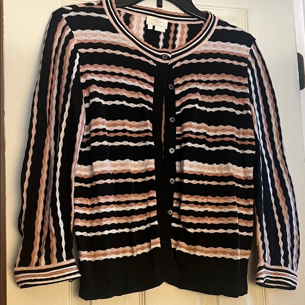 Kate Spade Striped Black and Pink Women's Sweater